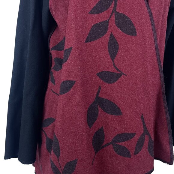 Ahni Womens Red & Black Wool Blend Wrap Jacket With Botanical Print Size 2 - Picture 4 of 7